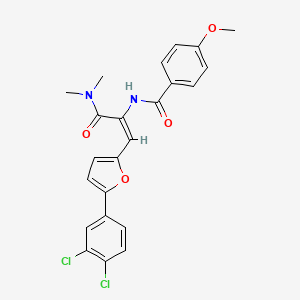 molecular formula C23H20Cl2N2O4 B5915399 N-{2-[5-(3,4-dichlorophenyl)-2-furyl]-1-[(dimethylamino)carbonyl]vinyl}-4-methoxybenzamide 