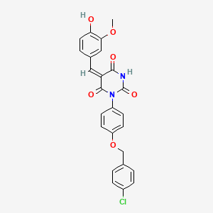 molecular formula C25H19ClN2O6 B5915428 1-{4-[(4-chlorobenzyl)oxy]phenyl}-5-(4-hydroxy-3-methoxybenzylidene)-2,4,6(1H,3H,5H)-pyrimidinetrione 