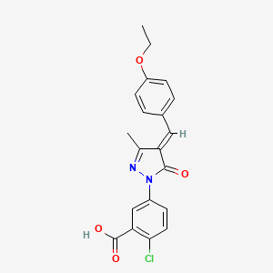 molecular formula C20H17ClN2O4 B5915438 2-chloro-5-[4-(4-ethoxybenzylidene)-3-methyl-5-oxo-4,5-dihydro-1H-pyrazol-1-yl]benzoic acid 