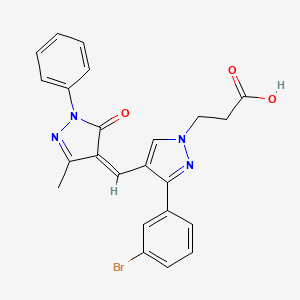 molecular formula C23H19BrN4O3 B5915445 3-{3-(3-bromophenyl)-4-[(3-methyl-5-oxo-1-phenyl-1,5-dihydro-4H-pyrazol-4-ylidene)methyl]-1H-pyrazol-1-yl}propanoic acid 