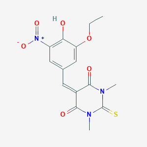 molecular formula C15H15N3O6S B5915450 5-(3-ethoxy-4-hydroxy-5-nitrobenzylidene)-1,3-dimethyl-2-thioxodihydro-4,6(1H,5H)-pyrimidinedione 