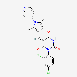 molecular formula C22H16Cl2N4O3 B5915468 1-(2,4-dichlorophenyl)-5-{[2,5-dimethyl-1-(4-pyridinyl)-1H-pyrrol-3-yl]methylene}-2,4,6(1H,3H,5H)-pyrimidinetrione 