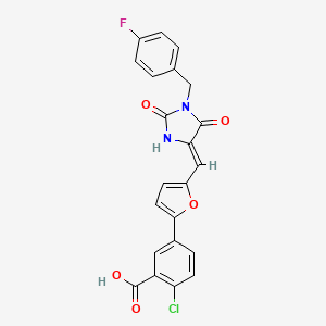 molecular formula C22H14ClFN2O5 B5915578 2-chloro-5-(5-{[1-(4-fluorobenzyl)-2,5-dioxo-4-imidazolidinylidene]methyl}-2-furyl)benzoic acid 