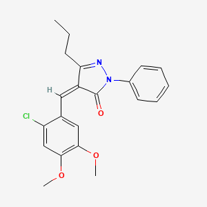 molecular formula C21H21ClN2O3 B5915585 4-(2-chloro-4,5-dimethoxybenzylidene)-2-phenyl-5-propyl-2,4-dihydro-3H-pyrazol-3-one 