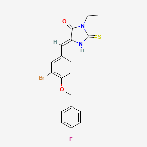 molecular formula C19H16BrFN2O2S B5915631 5-{3-bromo-4-[(4-fluorobenzyl)oxy]benzylidene}-3-ethyl-2-thioxo-4-imidazolidinone 
