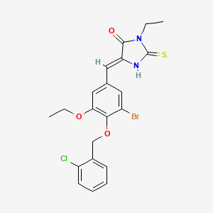 molecular formula C21H20BrClN2O3S B5915640 5-{3-bromo-4-[(2-chlorobenzyl)oxy]-5-ethoxybenzylidene}-3-ethyl-2-thioxo-4-imidazolidinone 