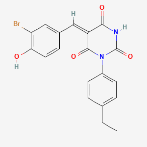 molecular formula C19H15BrN2O4 B5915644 5-(3-bromo-4-hydroxybenzylidene)-1-(4-ethylphenyl)-2,4,6(1H,3H,5H)-pyrimidinetrione 