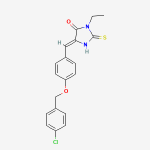 molecular formula C19H17ClN2O2S B5915657 5-{4-[(4-chlorobenzyl)oxy]benzylidene}-3-ethyl-2-thioxo-4-imidazolidinone 
