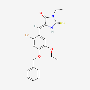 molecular formula C21H21BrN2O3S B5915658 5-[4-(benzyloxy)-2-bromo-5-ethoxybenzylidene]-3-ethyl-2-thioxo-4-imidazolidinone 