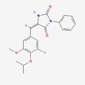 molecular formula C20H19IN2O4 B5915671 5-(3-iodo-4-isopropoxy-5-methoxybenzylidene)-3-phenyl-2,4-imidazolidinedione 