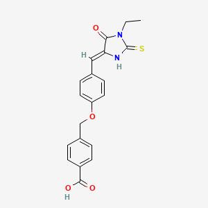 molecular formula C20H18N2O4S B5915679 4-({4-[(1-ethyl-5-oxo-2-thioxo-4-imidazolidinylidene)methyl]phenoxy}methyl)benzoic acid 
