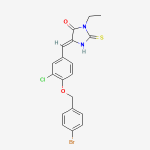 molecular formula C19H16BrClN2O2S B5915737 5-{4-[(4-bromobenzyl)oxy]-3-chlorobenzylidene}-3-ethyl-2-thioxo-4-imidazolidinone 