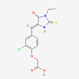 {2-chloro-4-[(1-ethyl-5-oxo-2-thioxo-4-imidazolidinylidene)methyl]phenoxy}acetic acid