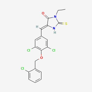 5-{3,5-dichloro-4-[(2-chlorobenzyl)oxy]benzylidene}-3-ethyl-2-thioxo-4-imidazolidinone