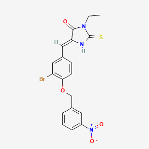 molecular formula C19H16BrN3O4S B5915786 5-{3-bromo-4-[(3-nitrobenzyl)oxy]benzylidene}-3-ethyl-2-thioxo-4-imidazolidinone 