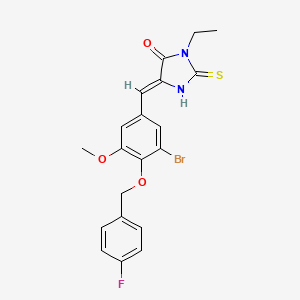 5-{3-bromo-4-[(4-fluorobenzyl)oxy]-5-methoxybenzylidene}-3-ethyl-2-thioxo-4-imidazolidinone