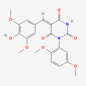 molecular formula C21H20N2O8 B5915800 1-(2,5-dimethoxyphenyl)-5-(4-hydroxy-3,5-dimethoxybenzylidene)-2,4,6(1H,3H,5H)-pyrimidinetrione 