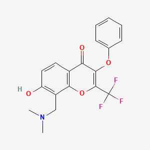 molecular formula C19H16F3NO4 B5915821 8-[(dimethylamino)methyl]-7-hydroxy-3-phenoxy-2-(trifluoromethyl)-4H-chromen-4-one 