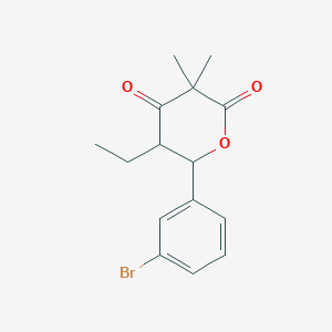molecular formula C15H17BrO3 B5915848 6-(3-bromophenyl)-5-ethyl-3,3-dimethyldihydro-2H-pyran-2,4(3H)-dione 