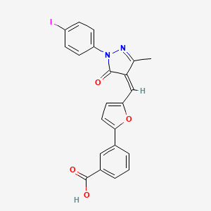 molecular formula C22H15IN2O4 B5915861 3-(5-{[1-(4-iodophenyl)-3-methyl-5-oxo-1,5-dihydro-4H-pyrazol-4-ylidene]methyl}-2-furyl)benzoic acid 