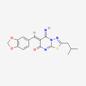 molecular formula C17H16N4O3S B5915863 6-(1,3-benzodioxol-5-ylmethylene)-5-imino-2-isobutyl-5,6-dihydro-7H-[1,3,4]thiadiazolo[3,2-a]pyrimidin-7-one 