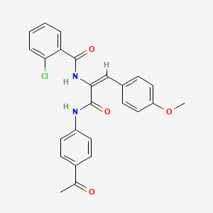 molecular formula C25H21ClN2O4 B5915877 N-[1-{[(4-acetylphenyl)amino]carbonyl}-2-(4-methoxyphenyl)vinyl]-2-chlorobenzamide 