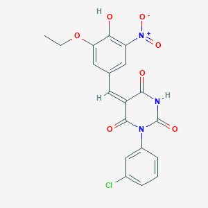 molecular formula C19H14ClN3O7 B5915907 1-(3-chlorophenyl)-5-(3-ethoxy-4-hydroxy-5-nitrobenzylidene)-2,4,6(1H,3H,5H)-pyrimidinetrione 