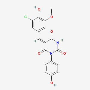 molecular formula C18H13ClN2O6 B5915911 5-(3-chloro-4-hydroxy-5-methoxybenzylidene)-1-(4-hydroxyphenyl)-2,4,6(1H,3H,5H)-pyrimidinetrione 