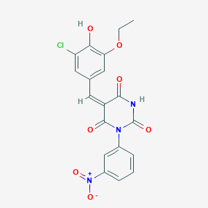 molecular formula C19H14ClN3O7 B5915918 5-(3-chloro-5-ethoxy-4-hydroxybenzylidene)-1-(3-nitrophenyl)-2,4,6(1H,3H,5H)-pyrimidinetrione 