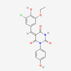 molecular formula C19H15ClN2O6 B5915920 5-(3-chloro-5-ethoxy-4-hydroxybenzylidene)-1-(4-hydroxyphenyl)-2,4,6(1H,3H,5H)-pyrimidinetrione 