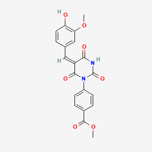 molecular formula C20H16N2O7 B5915924 methyl 4-[5-(4-hydroxy-3-methoxybenzylidene)-2,4,6-trioxotetrahydro-1(2H)-pyrimidinyl]benzoate 