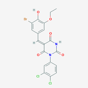 molecular formula C19H13BrCl2N2O5 B5915932 5-(3-bromo-5-ethoxy-4-hydroxybenzylidene)-1-(3,4-dichlorophenyl)-2,4,6(1H,3H,5H)-pyrimidinetrione 