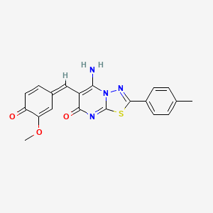 molecular formula C20H16N4O3S B5915950 6-(4-hydroxy-3-methoxybenzylidene)-5-imino-2-(4-methylphenyl)-5,6-dihydro-7H-[1,3,4]thiadiazolo[3,2-a]pyrimidin-7-one 