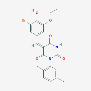 molecular formula C21H19BrN2O5 B5915958 5-(3-bromo-5-ethoxy-4-hydroxybenzylidene)-1-(2,5-dimethylphenyl)-2,4,6(1H,3H,5H)-pyrimidinetrione 
