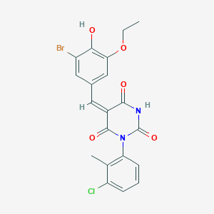 molecular formula C20H16BrClN2O5 B5915997 5-(3-bromo-5-ethoxy-4-hydroxybenzylidene)-1-(3-chloro-2-methylphenyl)-2,4,6(1H,3H,5H)-pyrimidinetrione 