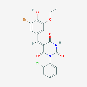 molecular formula C19H14BrClN2O5 B5916004 5-(3-bromo-5-ethoxy-4-hydroxybenzylidene)-1-(2-chlorophenyl)-2,4,6(1H,3H,5H)-pyrimidinetrione 