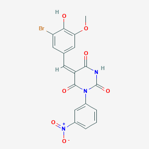 molecular formula C18H12BrN3O7 B5916009 5-(3-bromo-4-hydroxy-5-methoxybenzylidene)-1-(3-nitrophenyl)-2,4,6(1H,3H,5H)-pyrimidinetrione 