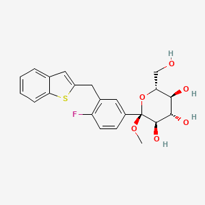 molecular formula C22H23FO6S B591602 (2S,3R,4S,5S,6R)-2-(3-(benzo[b]thiophen-2-ylmethyl)-4-fluorophenyl)-6-(hydroxymethyl)-2-methoxytetrahydro-2H-pyran-3,4,5-triol CAS No. 1034305-23-1