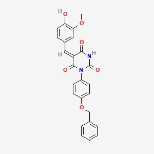 molecular formula C25H20N2O6 B5916026 1-[4-(benzyloxy)phenyl]-5-(4-hydroxy-3-methoxybenzylidene)-2,4,6(1H,3H,5H)-pyrimidinetrione 