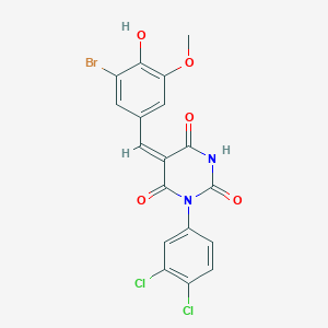 molecular formula C18H11BrCl2N2O5 B5916046 5-(3-bromo-4-hydroxy-5-methoxybenzylidene)-1-(3,4-dichlorophenyl)-2,4,6(1H,3H,5H)-pyrimidinetrione 