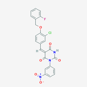 molecular formula C24H15ClFN3O6 B5916062 5-{3-chloro-4-[(2-fluorobenzyl)oxy]benzylidene}-1-(3-nitrophenyl)-2,4,6(1H,3H,5H)-pyrimidinetrione 
