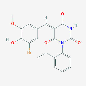 molecular formula C20H17BrN2O5 B5916077 5-(3-bromo-4-hydroxy-5-methoxybenzylidene)-1-(2-ethylphenyl)-2,4,6(1H,3H,5H)-pyrimidinetrione 