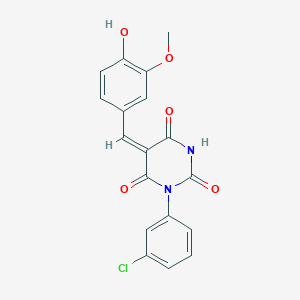 molecular formula C18H13ClN2O5 B5916080 1-(3-chlorophenyl)-5-(4-hydroxy-3-methoxybenzylidene)-2,4,6(1H,3H,5H)-pyrimidinetrione 