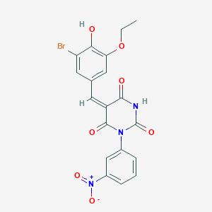 molecular formula C19H14BrN3O7 B5916089 5-(3-bromo-5-ethoxy-4-hydroxybenzylidene)-1-(3-nitrophenyl)-2,4,6(1H,3H,5H)-pyrimidinetrione 