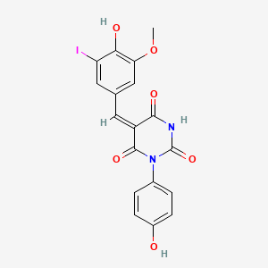 molecular formula C18H13IN2O6 B5916096 5-(4-hydroxy-3-iodo-5-methoxybenzylidene)-1-(4-hydroxyphenyl)-2,4,6(1H,3H,5H)-pyrimidinetrione 