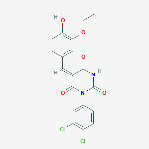 molecular formula C19H14Cl2N2O5 B5916099 1-(3,4-dichlorophenyl)-5-(3-ethoxy-4-hydroxybenzylidene)-2,4,6(1H,3H,5H)-pyrimidinetrione 