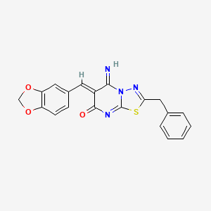 molecular formula C20H14N4O3S B5916111 6-(1,3-benzodioxol-5-ylmethylene)-2-benzyl-5-imino-5,6-dihydro-7H-[1,3,4]thiadiazolo[3,2-a]pyrimidin-7-one 