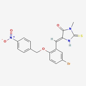 molecular formula C18H14BrN3O4S B5916118 5-{5-bromo-2-[(4-nitrobenzyl)oxy]benzylidene}-3-methyl-2-thioxo-4-imidazolidinone 