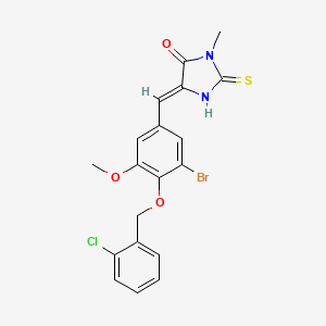 molecular formula C19H16BrClN2O3S B5916201 5-{3-bromo-4-[(2-chlorobenzyl)oxy]-5-methoxybenzylidene}-3-methyl-2-thioxo-4-imidazolidinone 