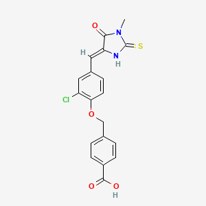 4-({2-chloro-4-[(1-methyl-5-oxo-2-thioxo-4-imidazolidinylidene)methyl]phenoxy}methyl)benzoic acid